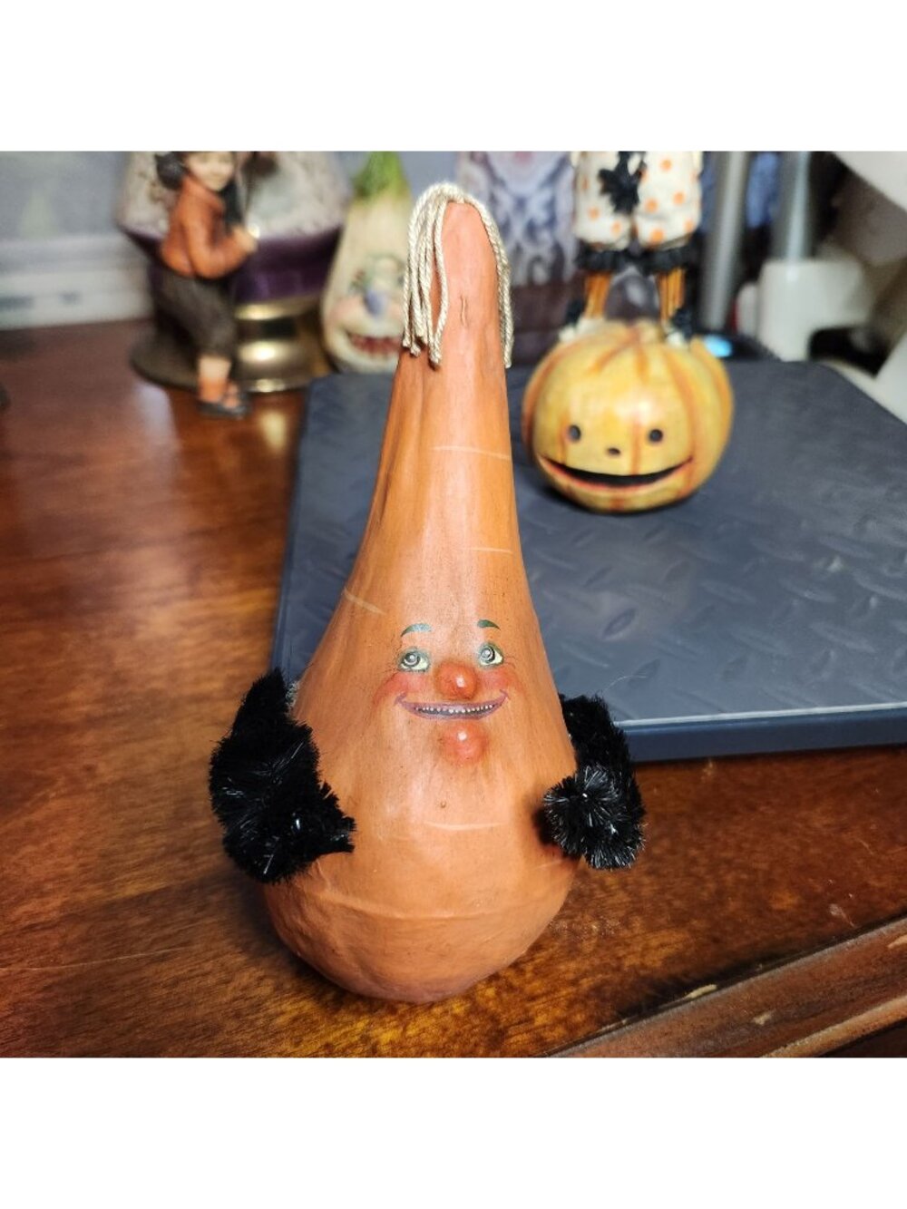 Bethany Lowe Retired Hand Painted Halloween Gourd Decoration Whimsical Face Pipe